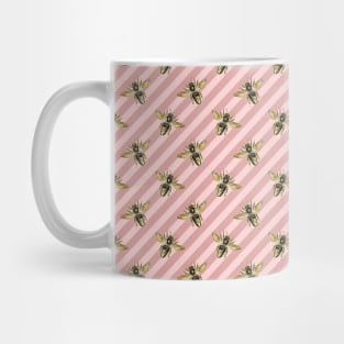 Honey Bee Neck Gator Pink and White Striped Bee Pattern Mug